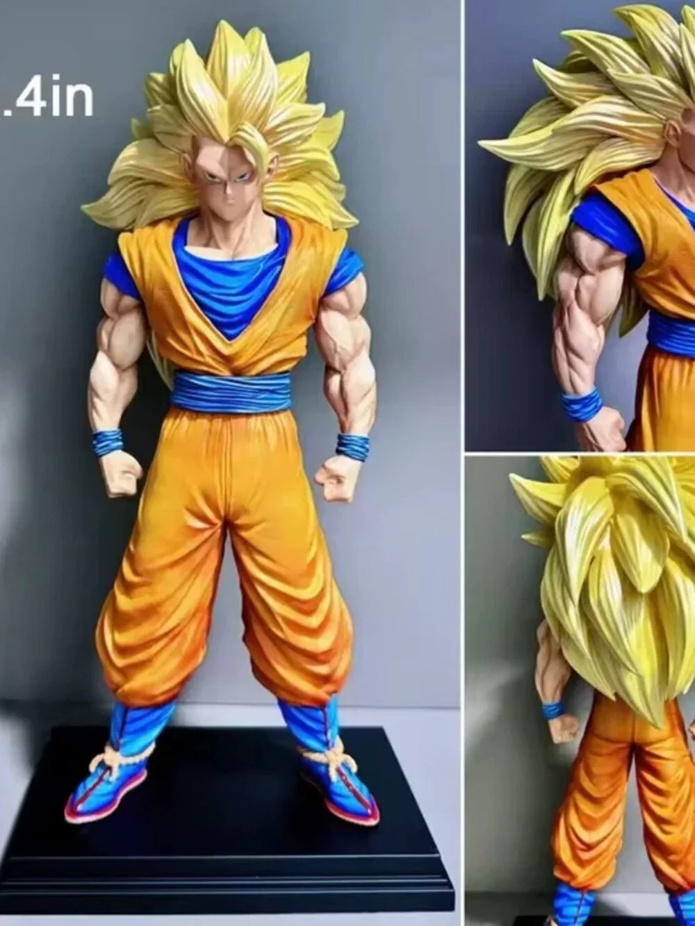 Dragon Ball Son Goku Figure Statue Base Super Saiyan 3 Anime Gift Golden Hair